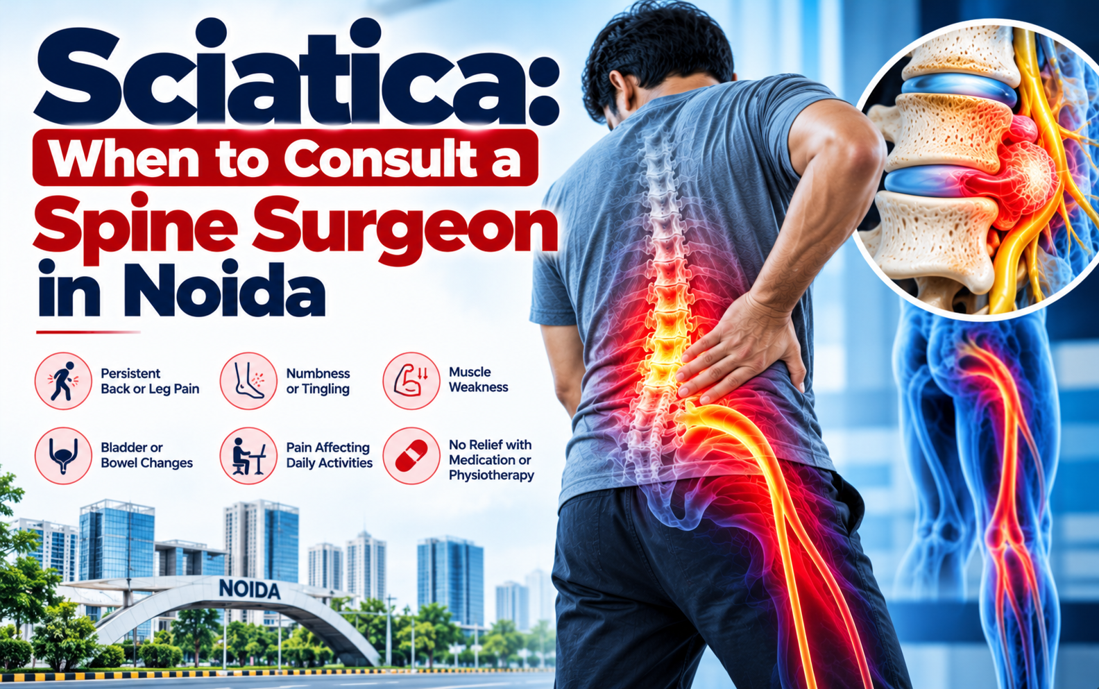 Medical illustration for Sciatica: When to Consult a Spine Surgeon in Noida