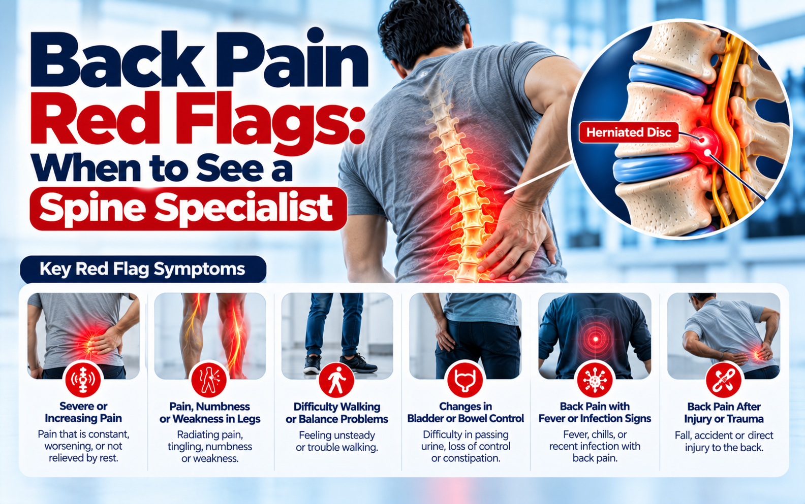 Medical illustration for Back Pain Red Flags: When to See a Spine Specialist